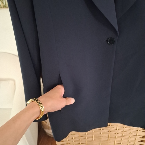 Vintage Emporio Armani Made In Italy Women's Dark Blue Suit Jacket Small - Picture 4 of 7